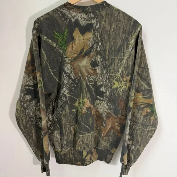 Vintage Y2K Camo Sweatshirt Jerzees Outdoors Mossy Oak Style Crewneck Medium - Picture 4 of 6